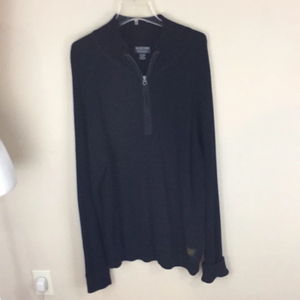 Polo Jean Company Ralph Lauren Navy Ribbed Quarter Zip Heavy Cotton Sweater XXL